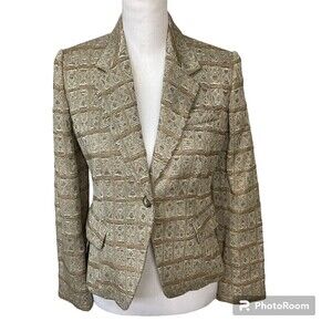 Jones New York Petite Womens Tan Bronze Blazer Business Jacket Size 4P U1